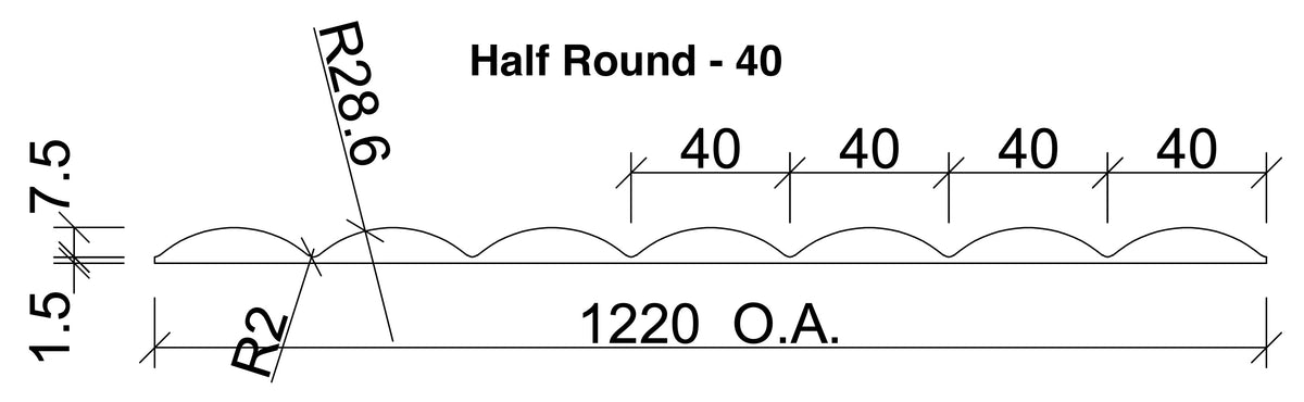 Fluted Panel: HALF ROUND 40